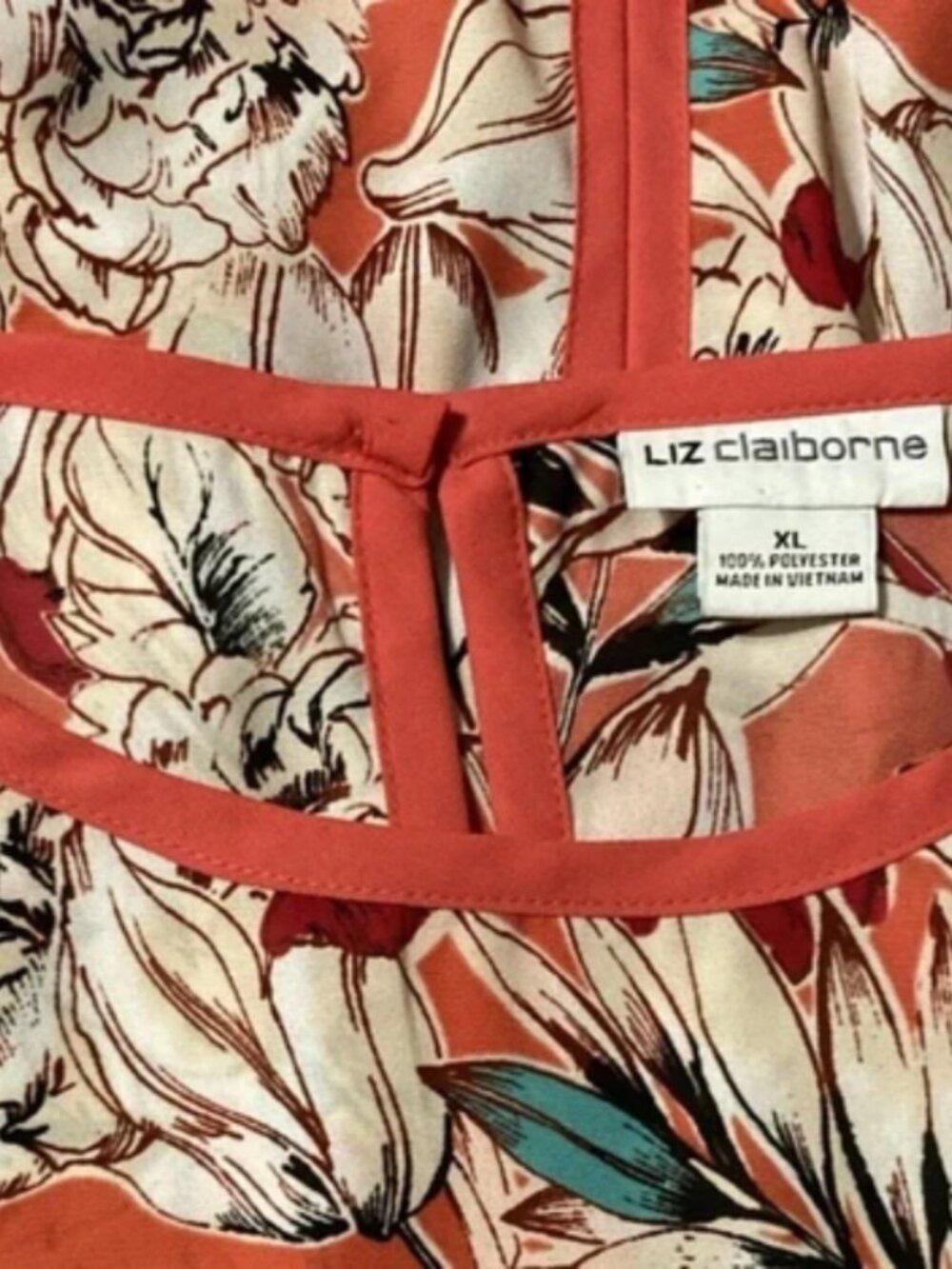 Women Liz Claiborne Pink Floral Design Polyester Sleeveless Pullover Blouse XL - Picture 5 of 8